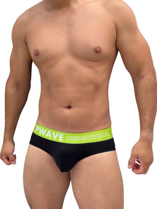 BRIEF ALGODON NEGRO CINTA VERDE